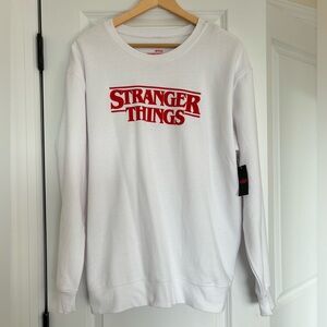 Netflix Stranger Things White and Red Logo Crewneck Sweatshirt Large NWT